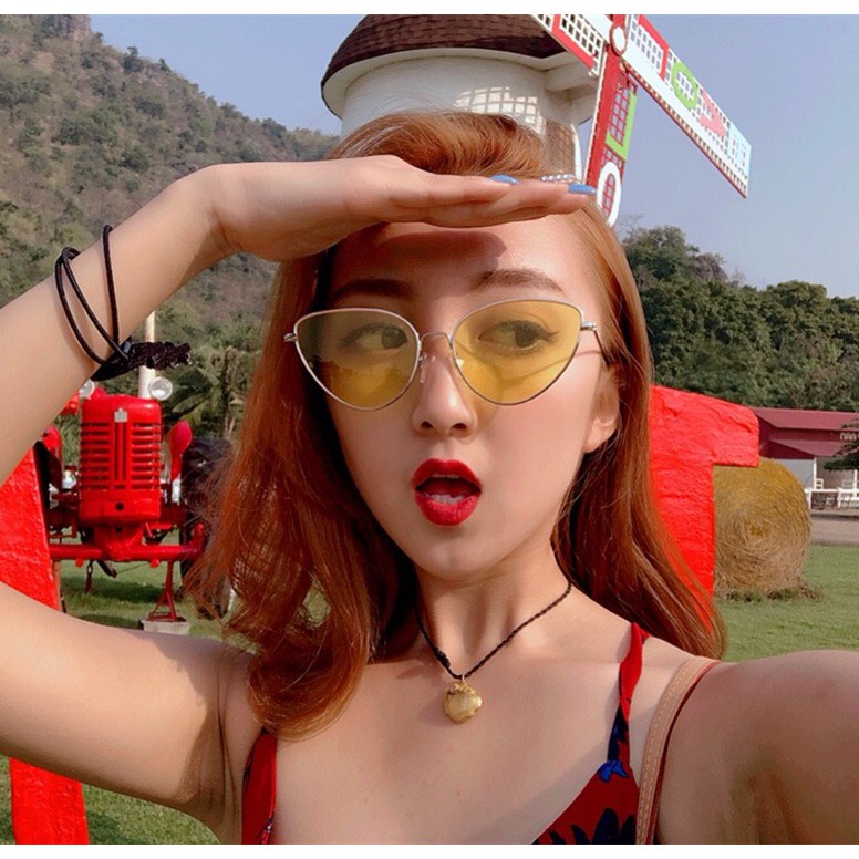 [Giá Sỉ] Mắt Kính Thời Trang Mắt Mèo M92 Gọng Kim Loại Gọng Xếch Retro Hara Hot Trend - Hazo