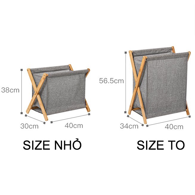 Giỏ đựng quần áo, đồ giặt bằng VẢI LANH cao cấp, khung gỗ, thiết kế tối giản, tinh tế