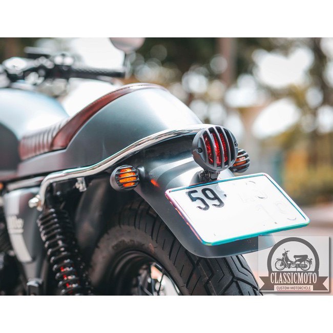 Đèn hậu độ classic cỡ trung có lưới bảo vệ, kèm pad bắt biển số, độ classic, cafe racer...