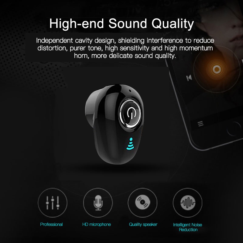 Tai Nghe Không Dây S650 Tai Nghe Bluetooth Mini Tai Nghe Mỏng Vô Hình Thể Thao Siêu Nhỏ VN