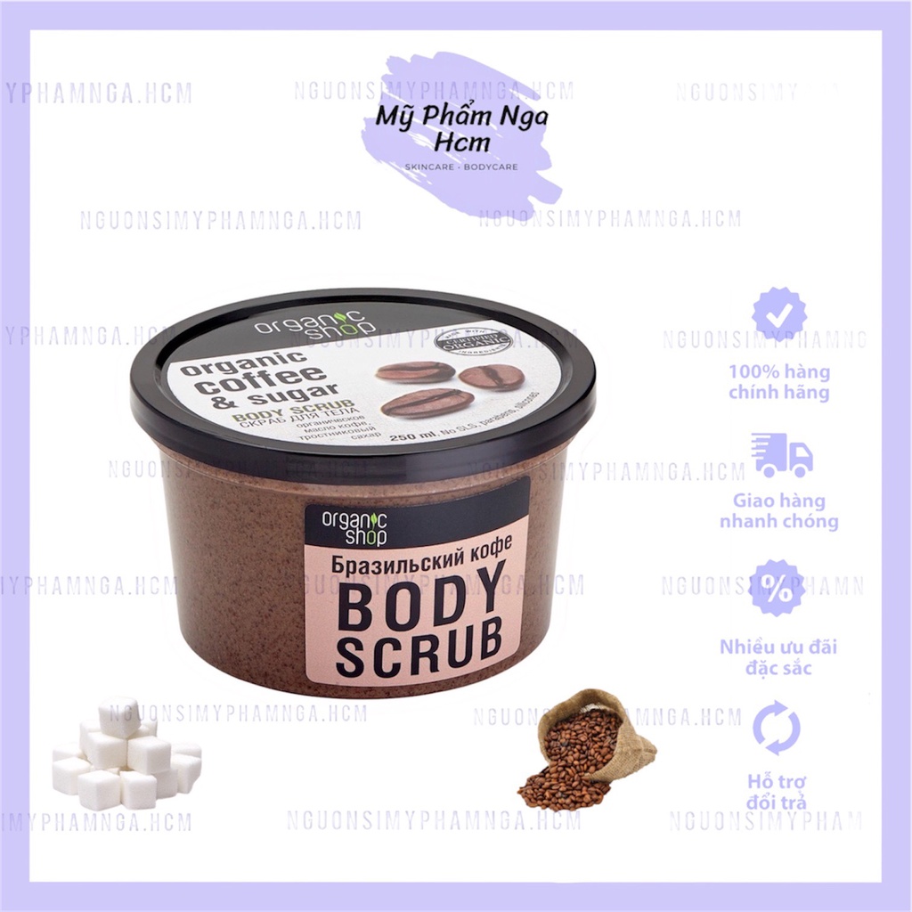 Tẩy da chết Body Organic Shop chiết xuất từ Cà phê