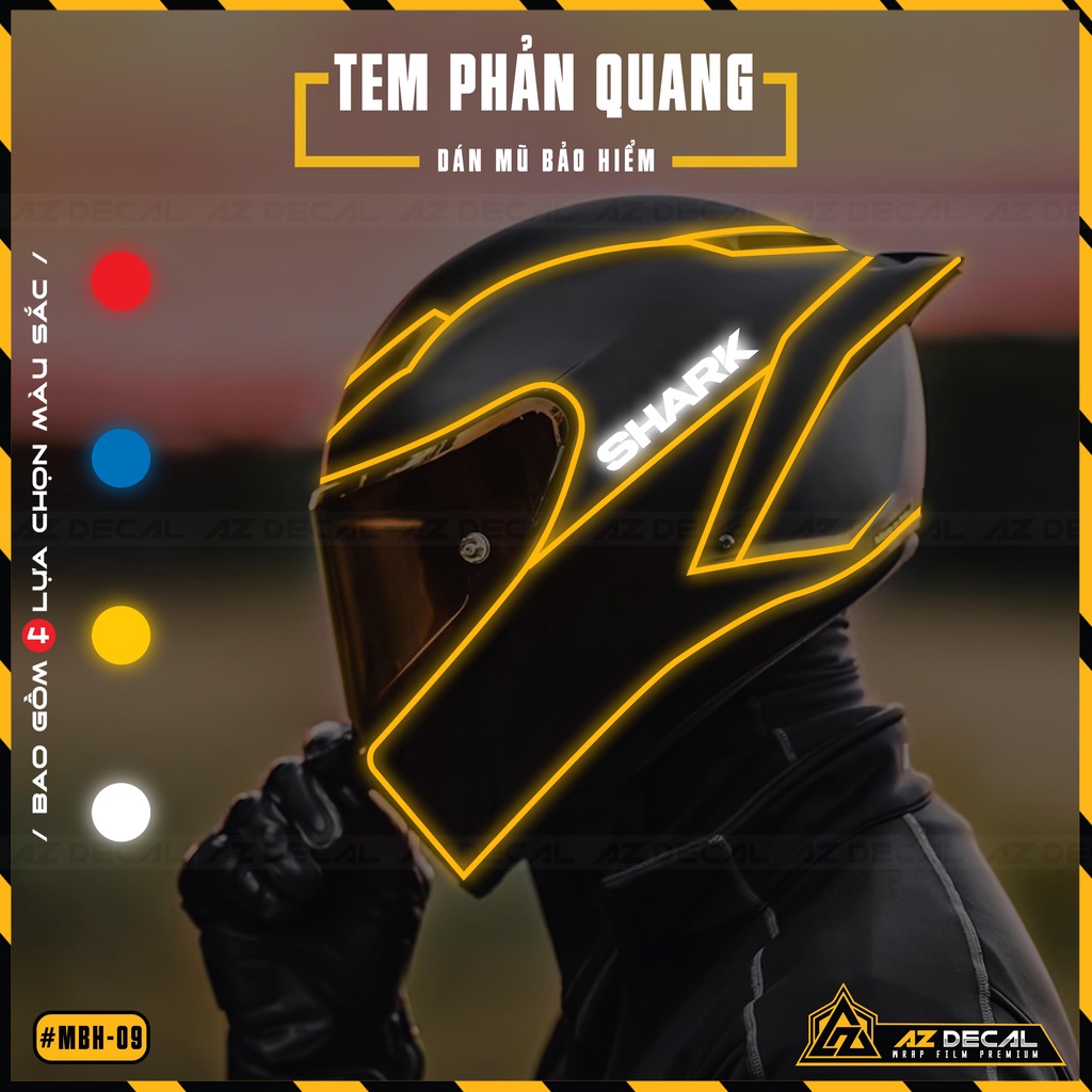 Sticker Dán Nón Bảo Hiểm Fullface, 3/4 Mẫu Tem Chỉ Shark | MBH-09 | Decal Phản Quang Trang Trí Mũ Bảo Hiểm Đẹp