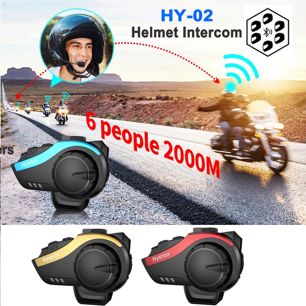 Tai nghe bluetooth đàm thoại nhóm 6 người khoảng cách 2km HY-02 dùng cho mũ bảo hiểm