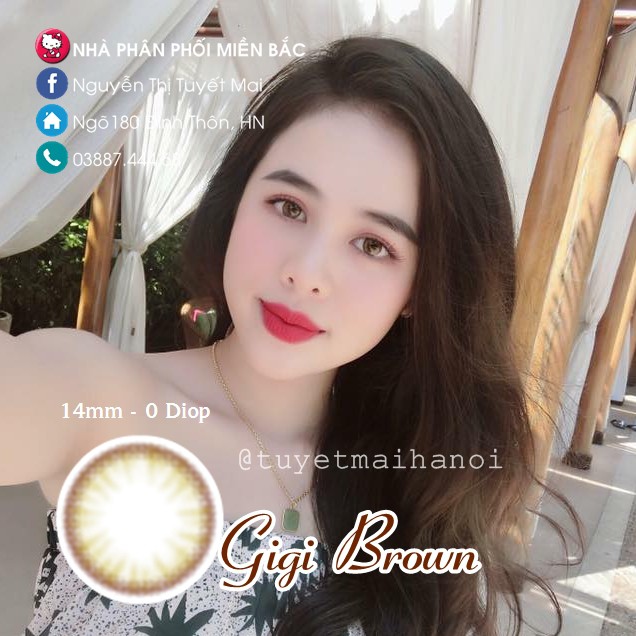 [ Ảnh Thật ] Lens Nâu Tự Nhiên Không Giãn Gigi Brown 14mm - Kính Áp Tròng Hàn Quốc Vassen Sexy Me