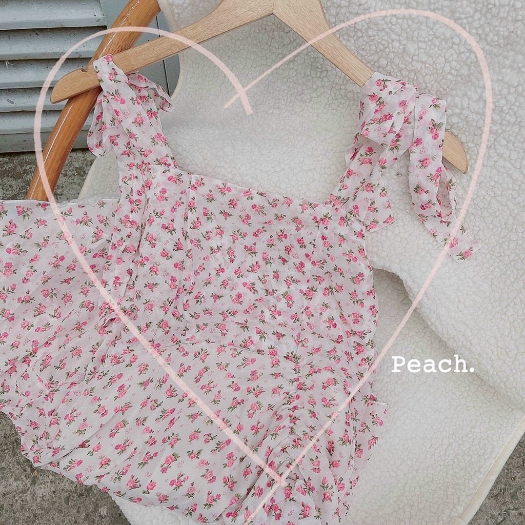 Váy hoa nhí 2 dây 𝒄𝒐̣̂𝒕 𝒏𝒐̛ 𝒏𝒉𝒖́𝒏 𝒆𝒐