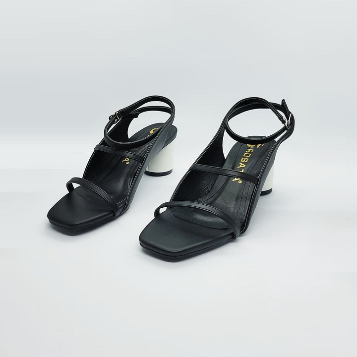 Giày sandal nữ cao gót đế cao 5 phân màu đen hàng hiệu rosata ro211