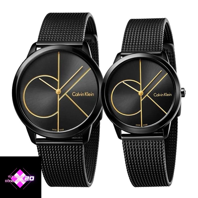 Đồng hồ đôi Calvin Klein Minimal Blue Dial  K3M2112N &amp; K3M2212N ; Black K3M214X1 &amp; K3M224X1 . 40mm &amp; 35mm. 3atm