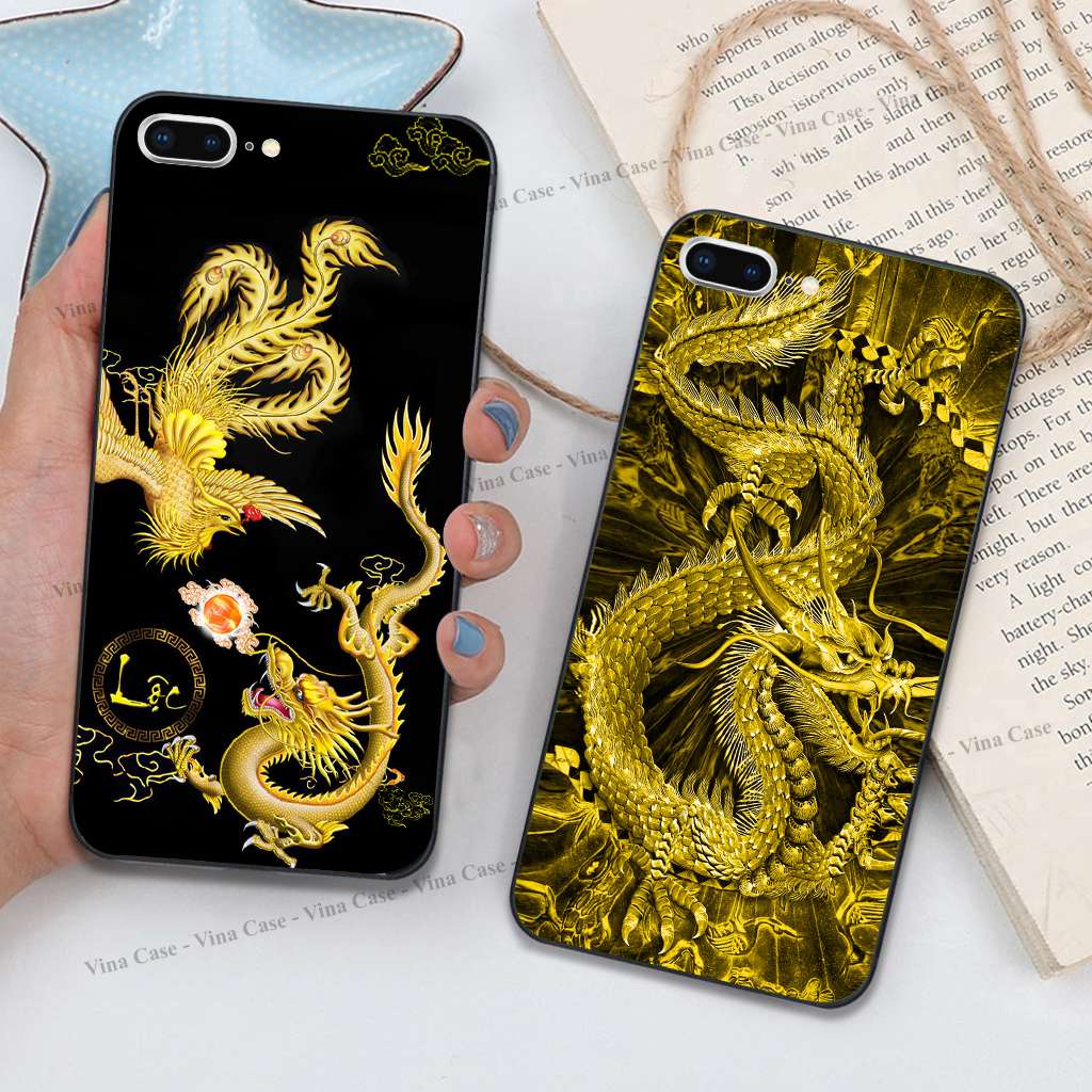 Ốp iPhone 6 Plus - iPhone 6s Plus - iPhone 7 Plus - iPhone 8 Plus - iPhone 5/5s - iPhone 6/6s - iPhone 7/8 in Rồng Vàng.