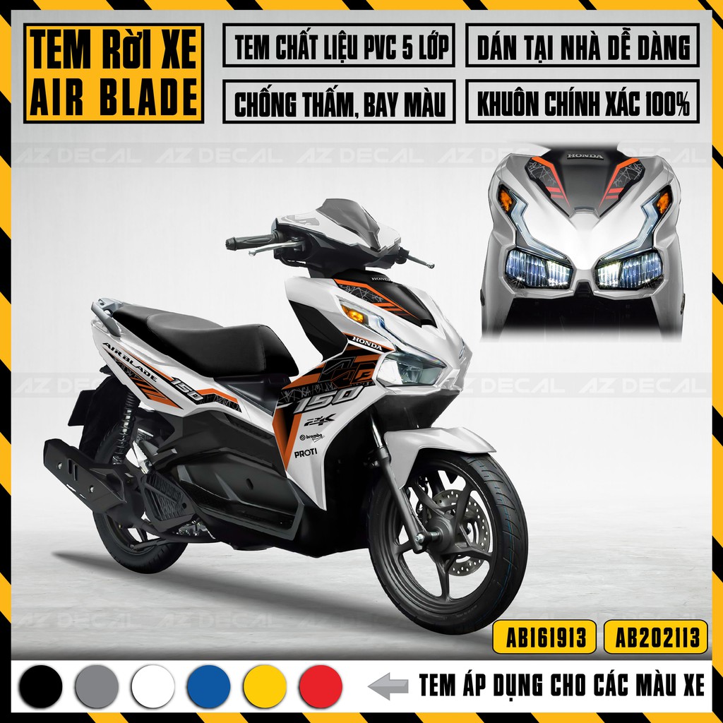 Tem Airblade Mẫu 150 &125 Nhiều Lựa Chọn Màu | AB13 | Chất Liệu Decal Chống Nước, Áp Dụng Xe AB 2016 - 2022
