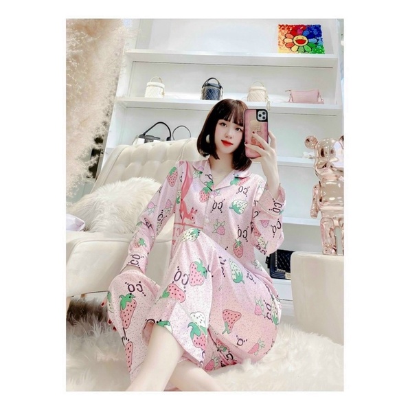 Đồ Bộ Mặc Nhà Pijama Nữ Dài Tay Cao Cấp - Đồ Ngủ Lụa Quảng Châu | BigBuy360 - bigbuy360.vn