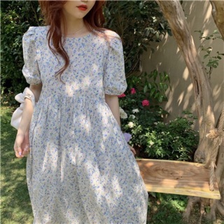 Đầm babydoll hoa tay bồng