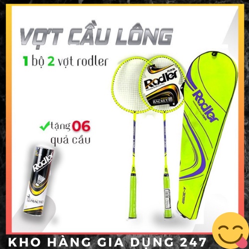 🌈🌈🌈VỢT CẦU LÔNG 1 BỘ 2 VỢT Rodler  kèm HỘP CẦU 6 QUẢ - Khung siêu bền, dây vợt căng