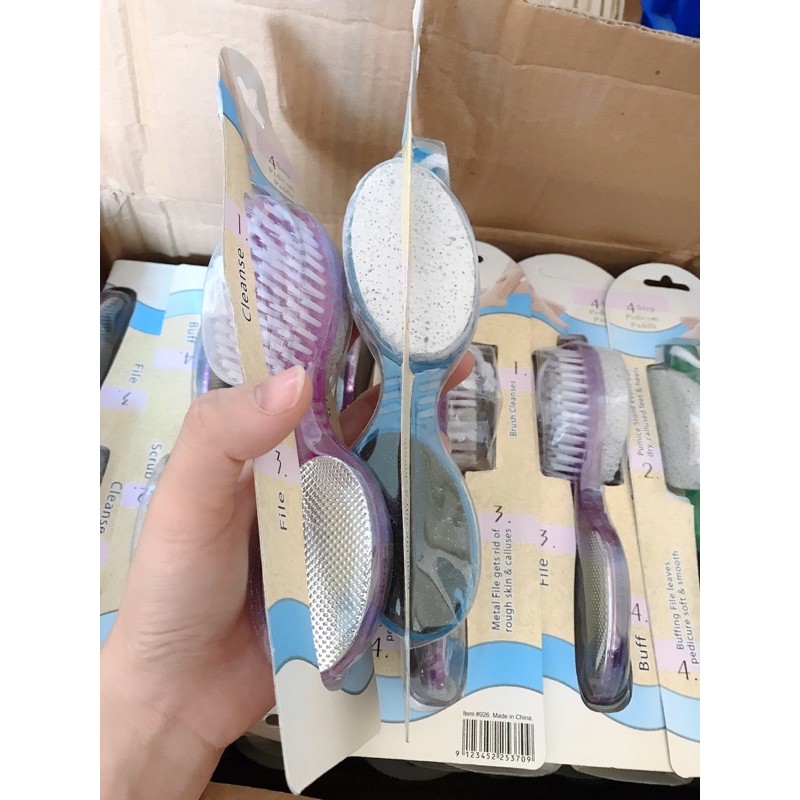 Sỉ 6,5K - Bàn chải chà gót chân 2 đầu 4 in 1