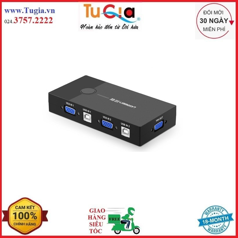 [Mã 254ELSALE giảm 7% đơn 300K] Bộ Chuyển Tín Hiệu 2 CPU Dùng 1 Màn Hình KVM Switch USB Ugreen 30357 - Hàng Chính Hãng