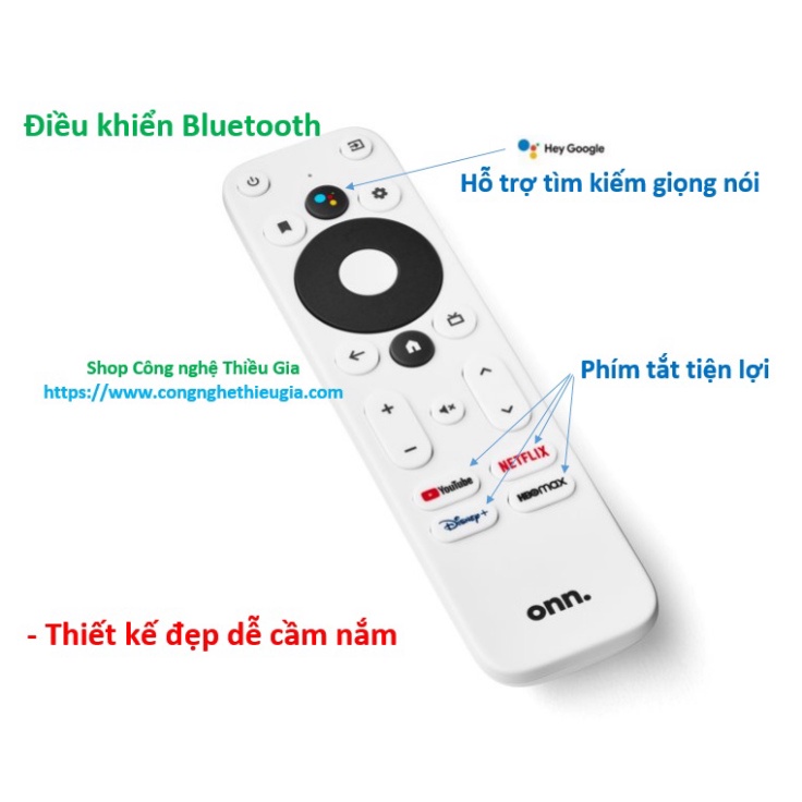 TV Box ONN Stick AndroidTV box chính chủ Google, cấp phép Netflix, HBO Max, Chrome Cast, FHD, Wifi kép, Bluetooth, Voice