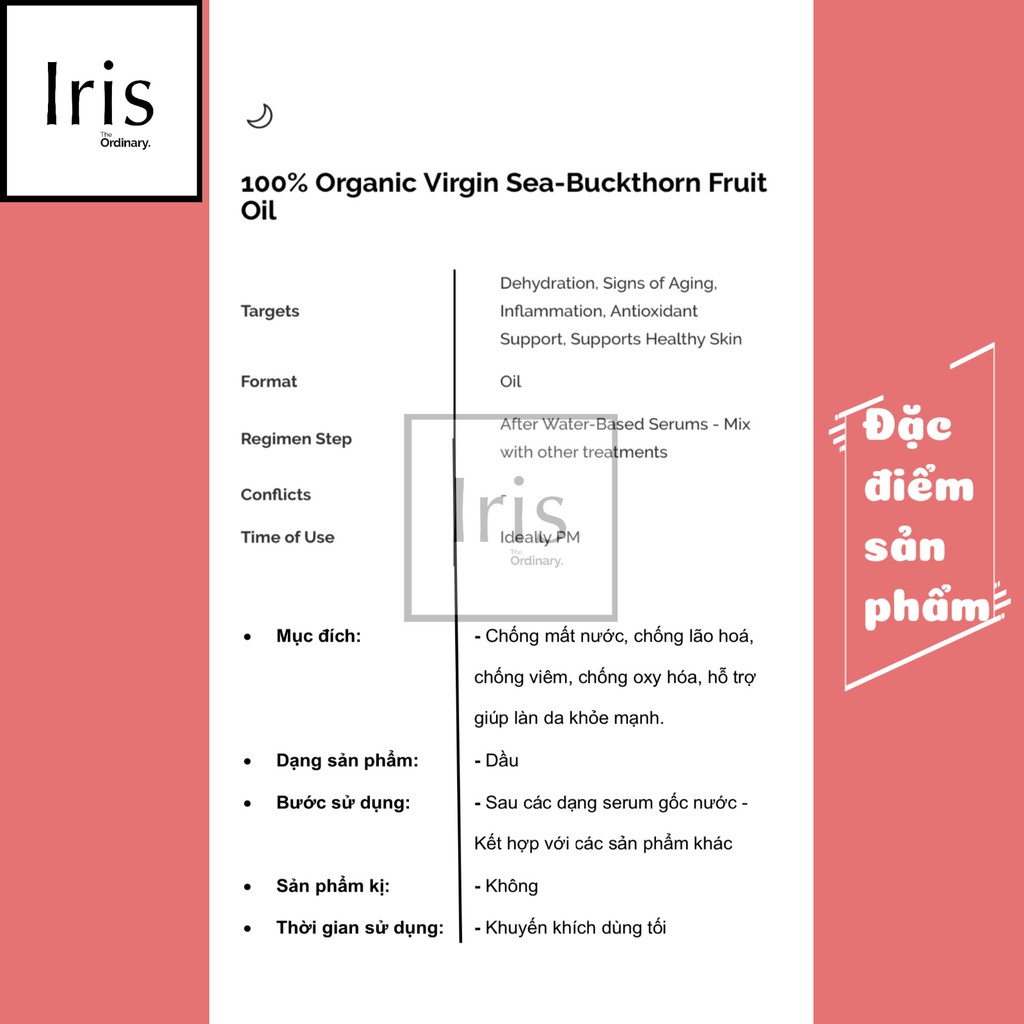Dầu dưỡng quả hắc mai biển - 100% Organic Virgin Sea-Buckthorn Fruit Oil – The Ordinary.