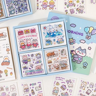 🌸Set 100 tấm sticker dễ thương nhãn dán trang trí sổ bia sách good morning🌸