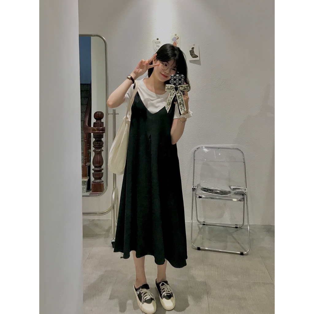 SET YẾM MAXI ĐEN + ÁO TRẮNG
