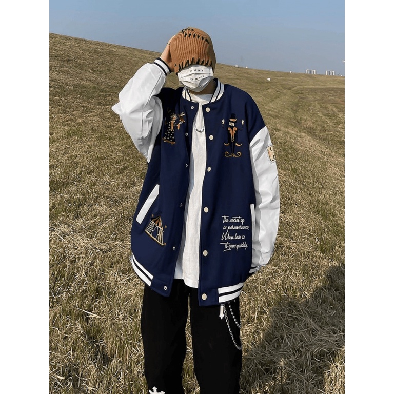 Áo  Khoác Bomber Nam Chất Dù Hai Lớp Chú Hề Form Unisex, Kiểu Bóng Chày Rộng Rãi Thoải Mái [NEW UNISEX]