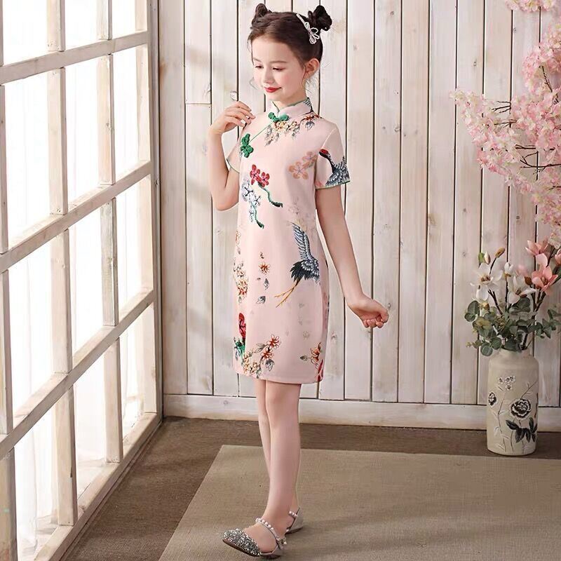 Đầm Sườn Xám Phong Cách Trung Hoa Xinh Xắn Cho Bé Gái Từ 3 Đến 4-5 - 6 Đến 7 Đến 8 Đến 9-10 Đến 11-12 Tuổi
