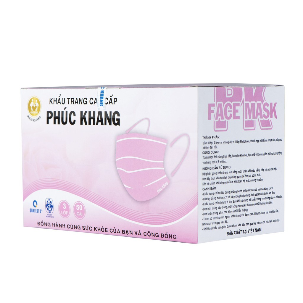 Khẩu trang y tế cao cấp Phúc Khang,có giấy lọc kháng khuẩn ( Hộp 50 cái) | BigBuy360 - bigbuy360.vn