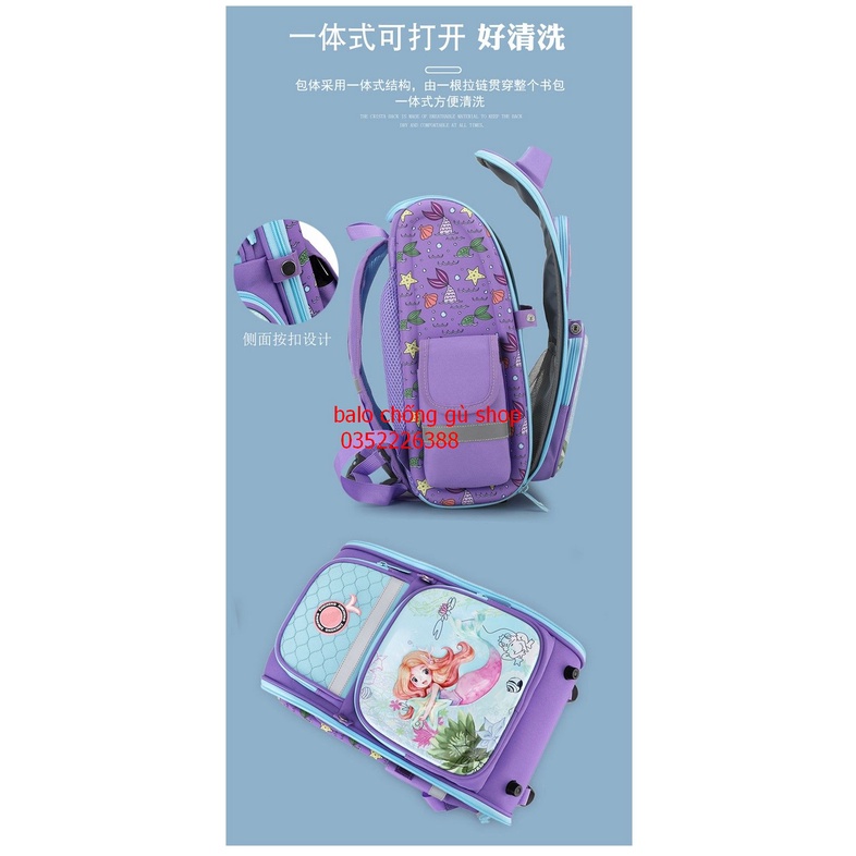 Balo cho bé nam nữ tiểu hoc, Balo chống gù cấp 1 bé trai gái siêu nhẹ, in 3D cao cấp dễ thương