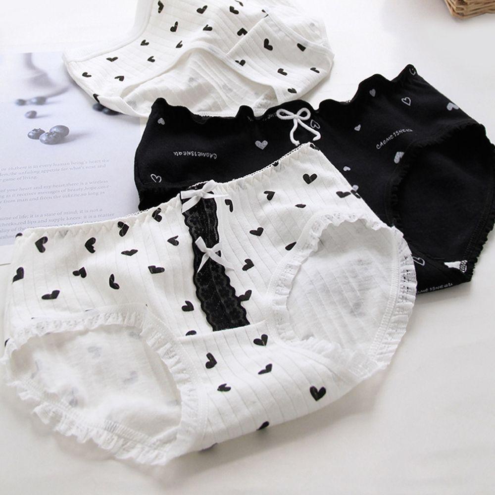 Quần Lót Cotton Lưng Vừa Phối Ren Thắt Nơ Kiểu Lolita Dễ Thương Cho Bạn Gái