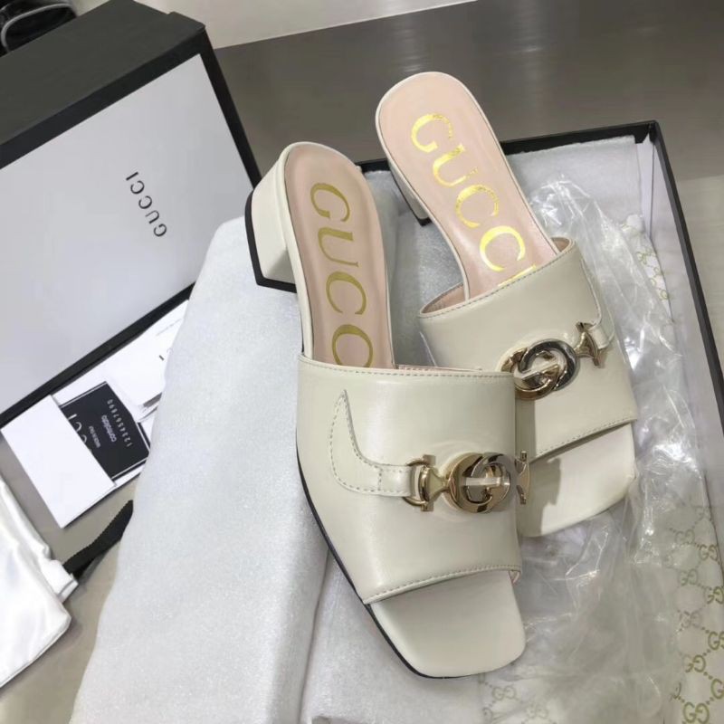 dép thời trang nữ mũi vuông quai ngang nhiều kiểu Gucci GC đế 2cm