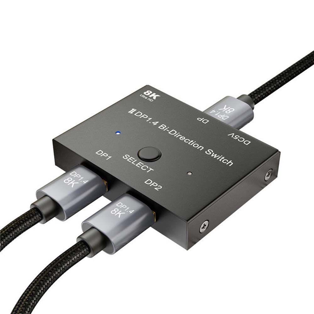 Thiết Bị Chia Cổng Hiển Thị 8K DP 1.4 Với Cáp USB 1 X 2 DP