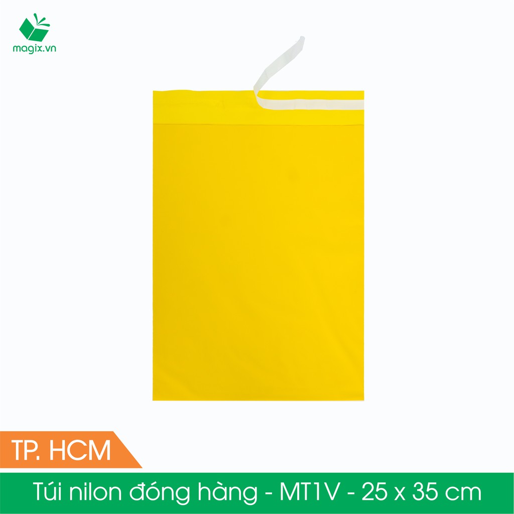 MT1V - 25x35 cm - Túi nilon gói hàng - 100 túi niêm phong đóng hàng màu vàng