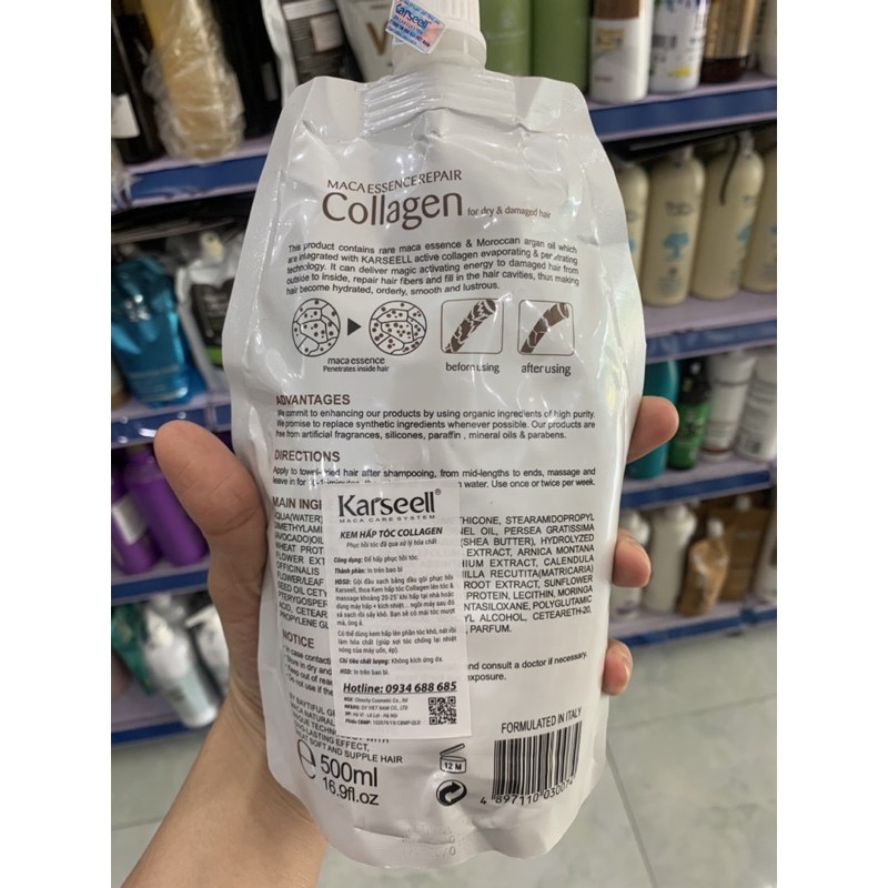 KEM HẤP Ủ TÓC COLLAGEN KARSEELL 500ML CHÍNH HÃNG  - PHỤC HỒI TÓC HƯ TỔN