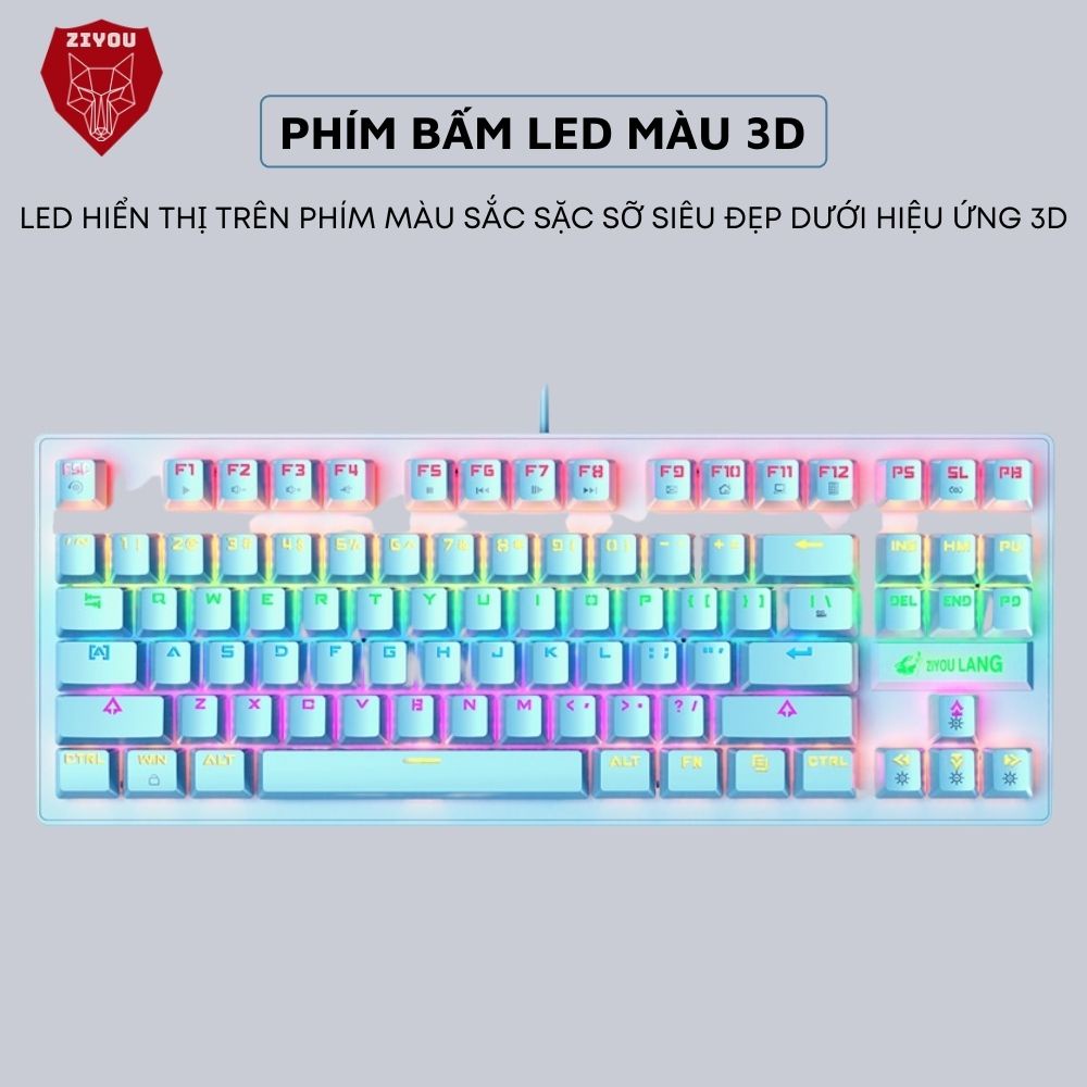 Bàn Phím Cơ Chuyên Game ZIYOU PRO K2 LED RGB 7 Màu 10 Chế Độ Cực Đẹp, Chuẩn Cơ Gõ Cực Đã, Dùng Cho Máy Tính, Laptop, PC