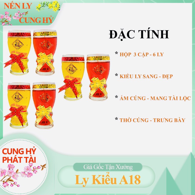 Vàng Đỏ Sang Trọng Nến Ly Cung Hỷ