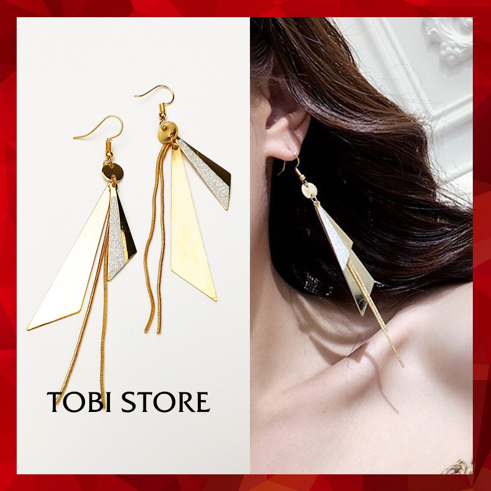 Khuyên tai nữ hình học dáng dài nhiều màu TB209 TOBI STORE