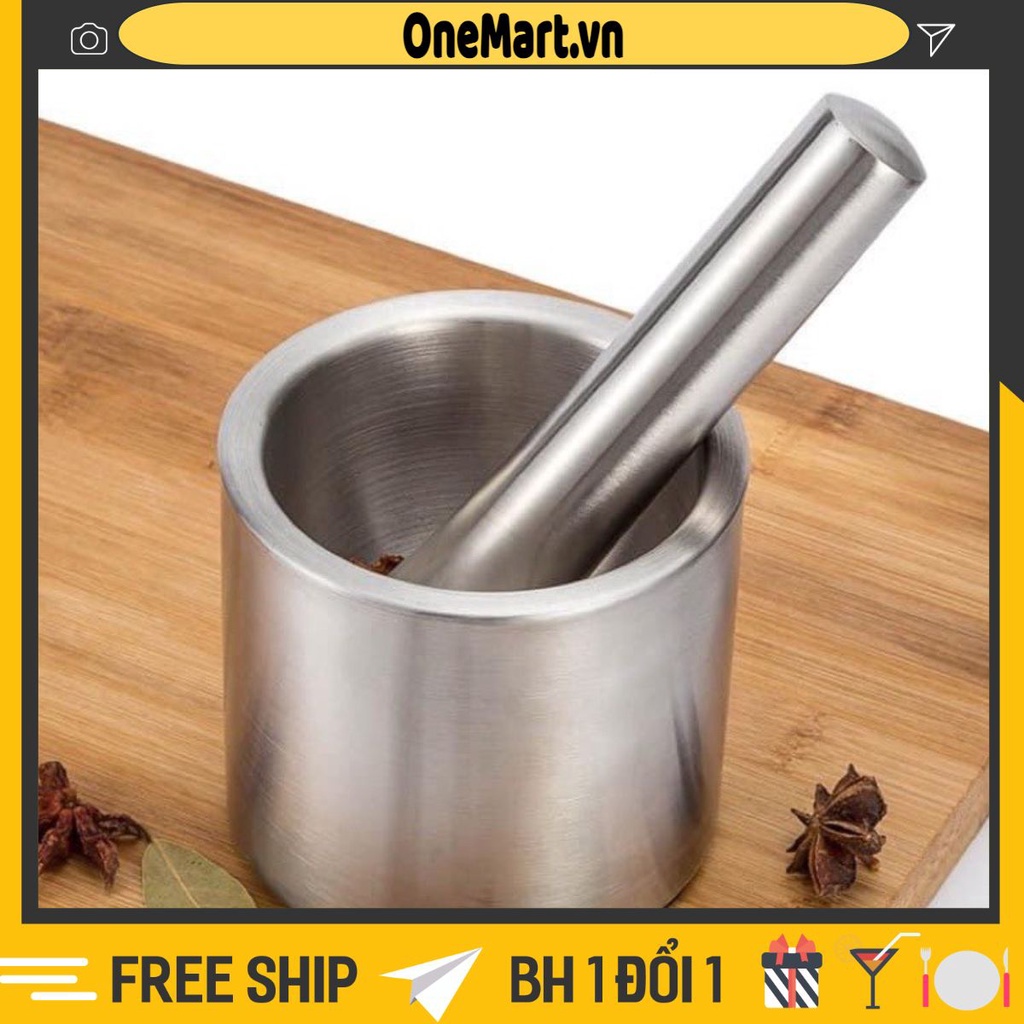 Bộ Chày Cối Bằng Inox 304 Cầm Tay Siêu Tiện Lợi Giã Cực Thích - Onemart