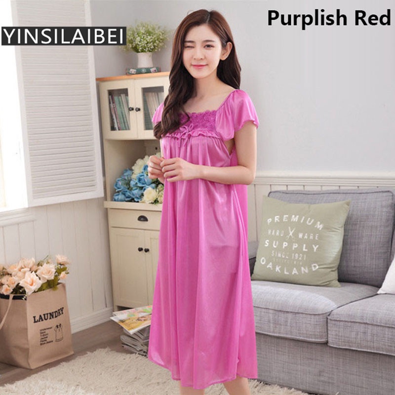 Đầm Ngủ Chất Lụa Satin Cỡ Lớn Quyến Rũ Thời Trang Mùa Hè Cho Nữ