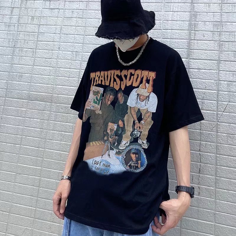 Áo Thun Tay Ngắn Dáng Rộng In Họa Tiết Phong Cách Hip Hop Thời Trang Mùa Hè Mới 2023 Cho Nam