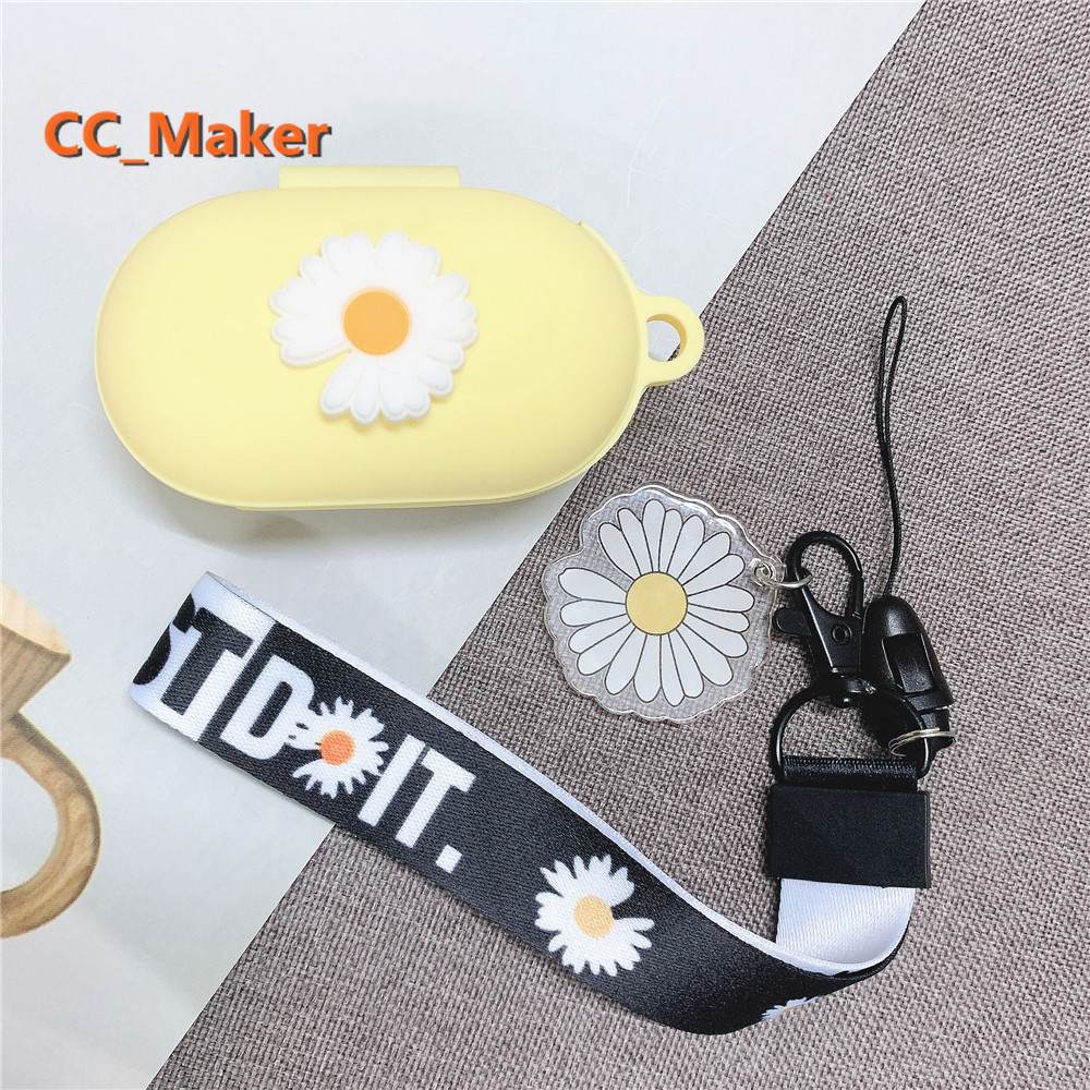 Hộp đựng tai nghe Samsung Galaxy Buds/Buds+ bằng silicon mềm có dây đeo họa tiết hoa cúc | BigBuy360 - bigbuy360.vn