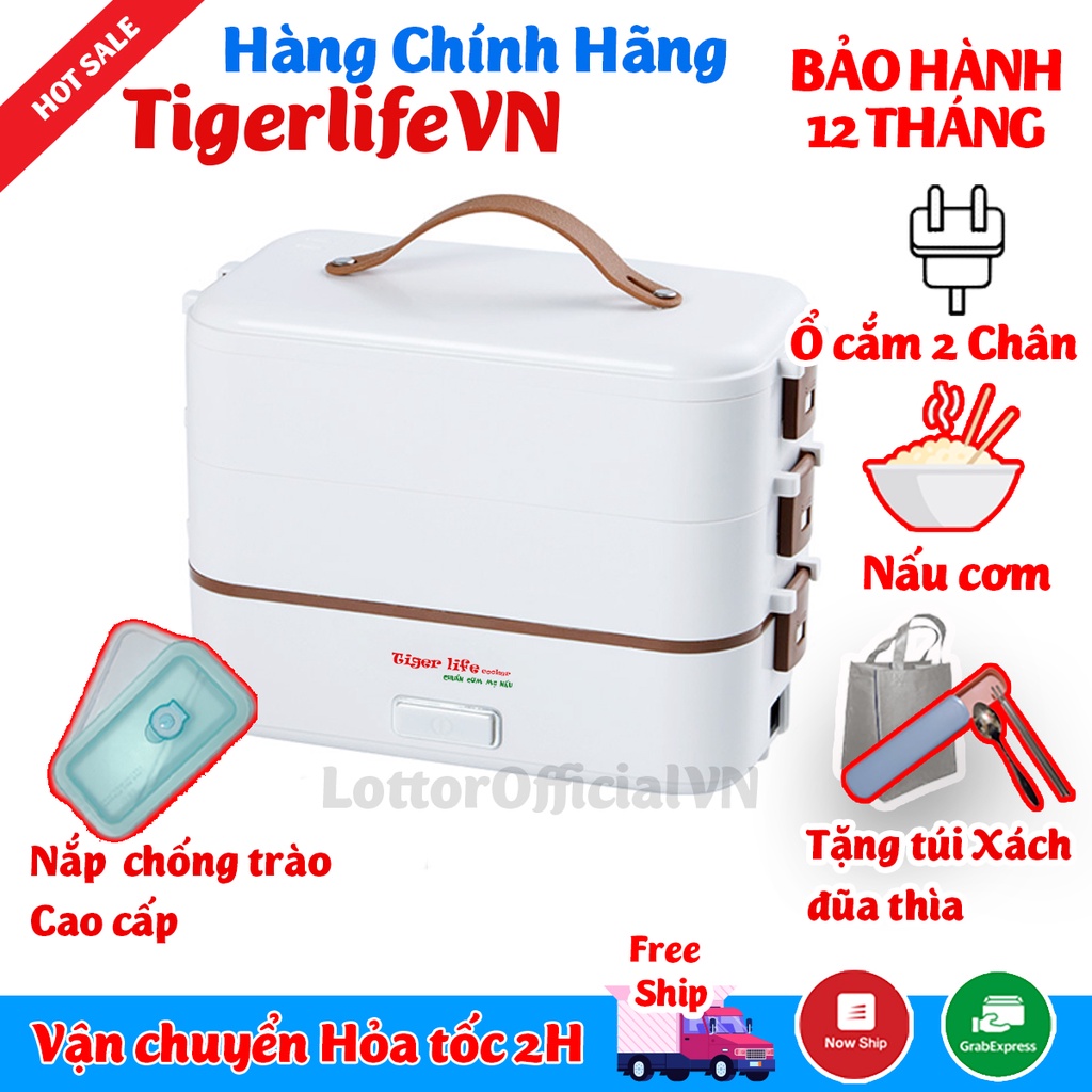 Hộp cơm cắm điện  - hộp cơm giữ nhiệt nấu cơm hâm nóng đồ ăn đã năng Tặng Túi xách đũa thìa