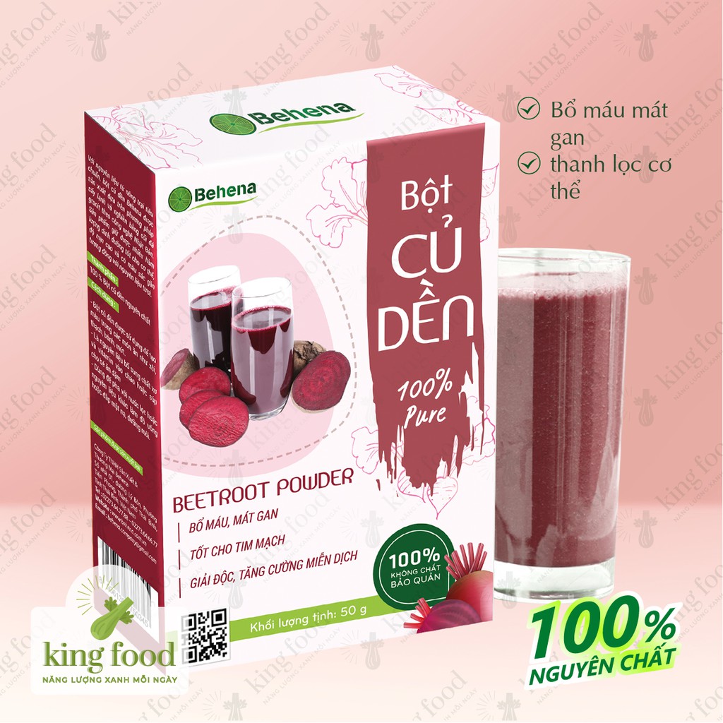 Bổ máu mát gan, thanh lọc cơ thể từ  bột củ dền Behena nguyên chất 100% - Hộp 50g