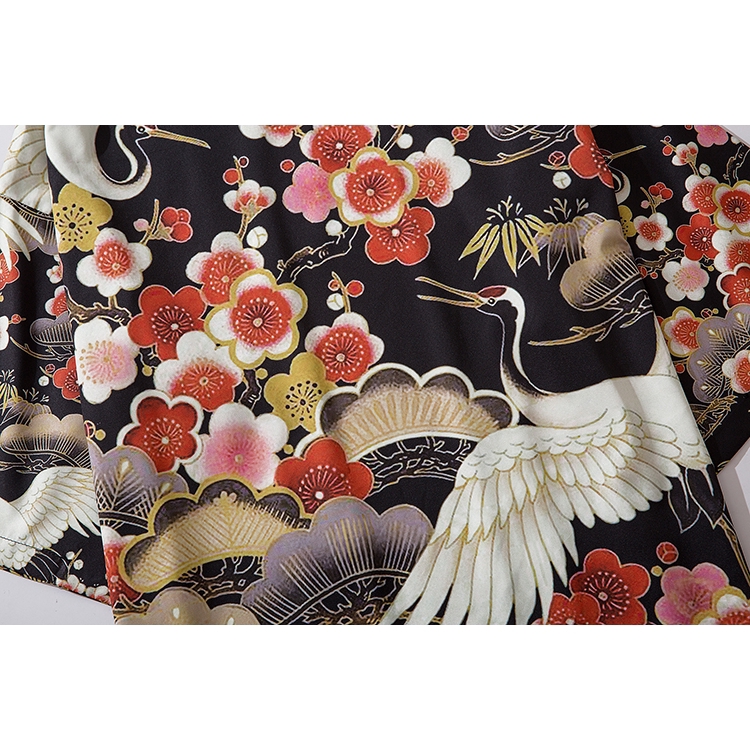 Bebovizi Fashion Swan Women Men's Kimono Outer Blouse Japanese Loose Harajuku Beach Unisex Clothes | BigBuy360 - bigbuy360.vn