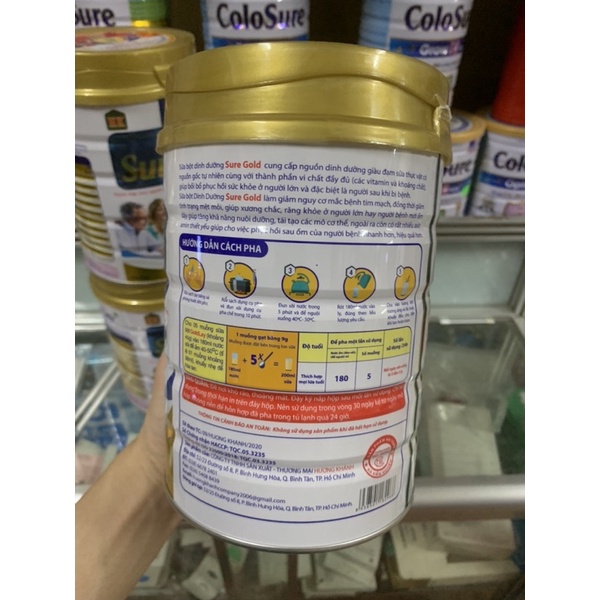 Sữa bột Goldlay Sure Gold 900g- sp dinh dưỡng tốt nhất cho người sau mổ, người già, người ốm gầy yếu