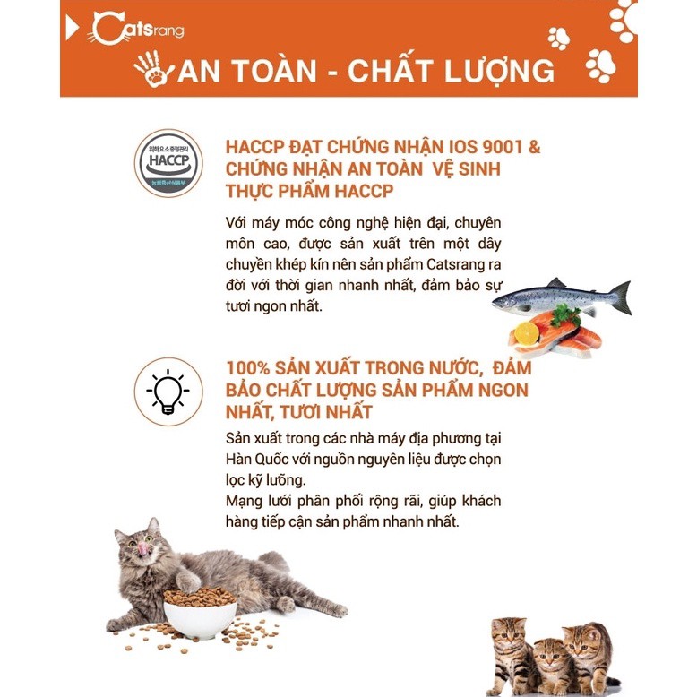 Thức ăn Catsrang, Cat's On mèo lớn chống búi lông, giảm mùi phân bao 5kg - Bivido