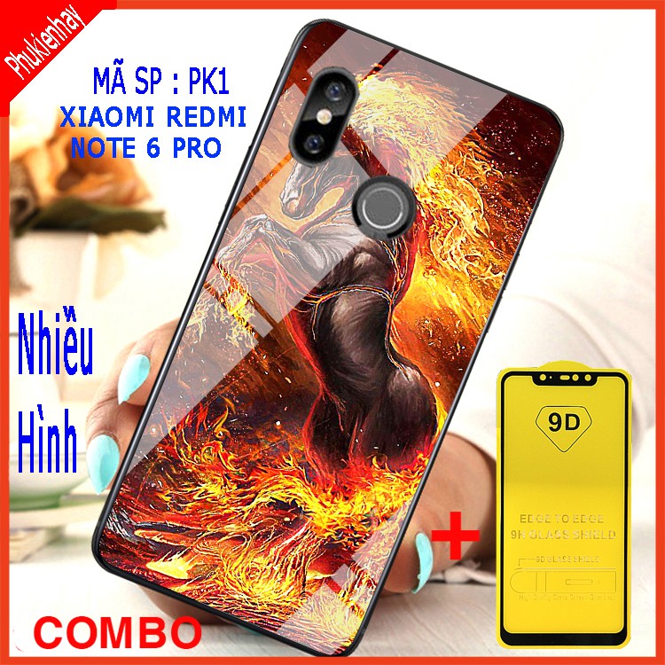 COMBO ỐP LƯNG XIAOMI REDMI NOTE 6 PRO (ốp kính 3D + tặng kemgf kính cường lực full màn hình) educase66