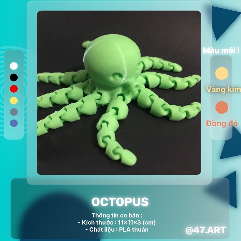 Đồ chơi Flexi bạch tuột nhiều màu, trang trí, DECOR PHÒNG - FLEXI Octopus