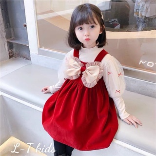 váy nhung kèm áo len tăm tay bồng cho bé 9-20kg