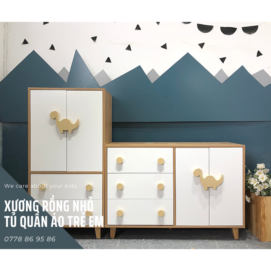 Bộ tủ quần áo cho bé - Tủ quần áo trẻ em bằng gỗ thiết kế may đo theo yêu cầu - Xương Rồng Nhỏ