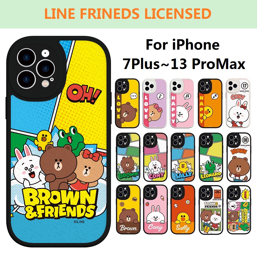 LINE FRIENDS Ốp Điện Thoại Mềm Dạng Nhám Họa Tiết Gấu Nâu Cho iPhone 13 Pro Max/13Pro/13/12 Pro Max/12/11 Pro11 Max/11/XS Max/XR/X/8 Plus