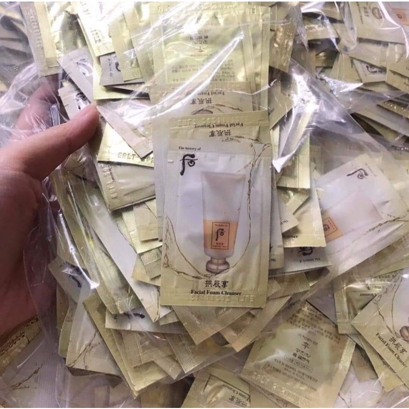 10 gói 2ml sữa rửa mặt Whoo vàng dưỡng ẩm sạch sâu Facial Foam Cleanser Whoo vàngi