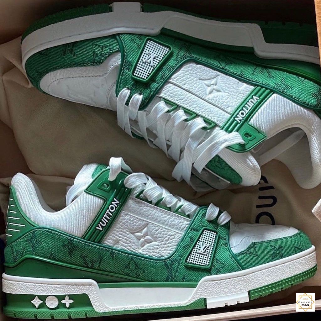 Giày thể thao LV Trainer Monogram Xanh Trắng, Đen Trắng, Vàng Trắng, Xanh Dương Clever Man Store